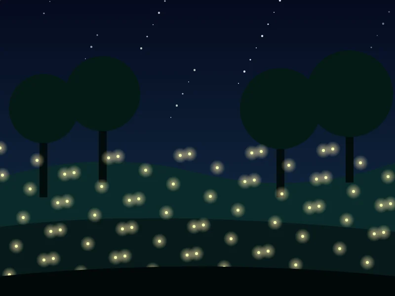 Firefly walk at night